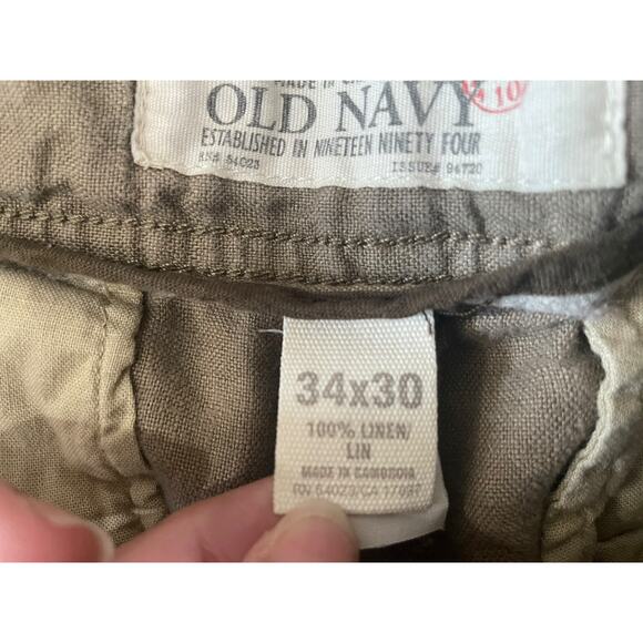 Old Navy Loose Linen Pants Men 34x30 Brown Slacks Trousers Beach Vacation Casual - Picture 4 of 6